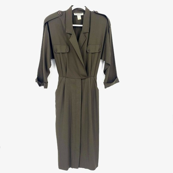 Vtg Danny & Nicole New York Womens 8 Army Dress - Picture 2 of 7